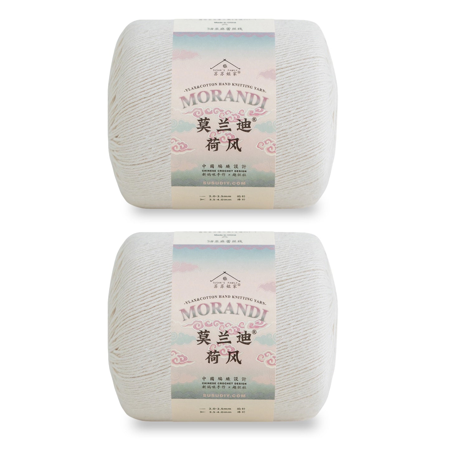 Susan's Family Molandi Flax Lace Yarn 2 Packs 【US Warehouse】