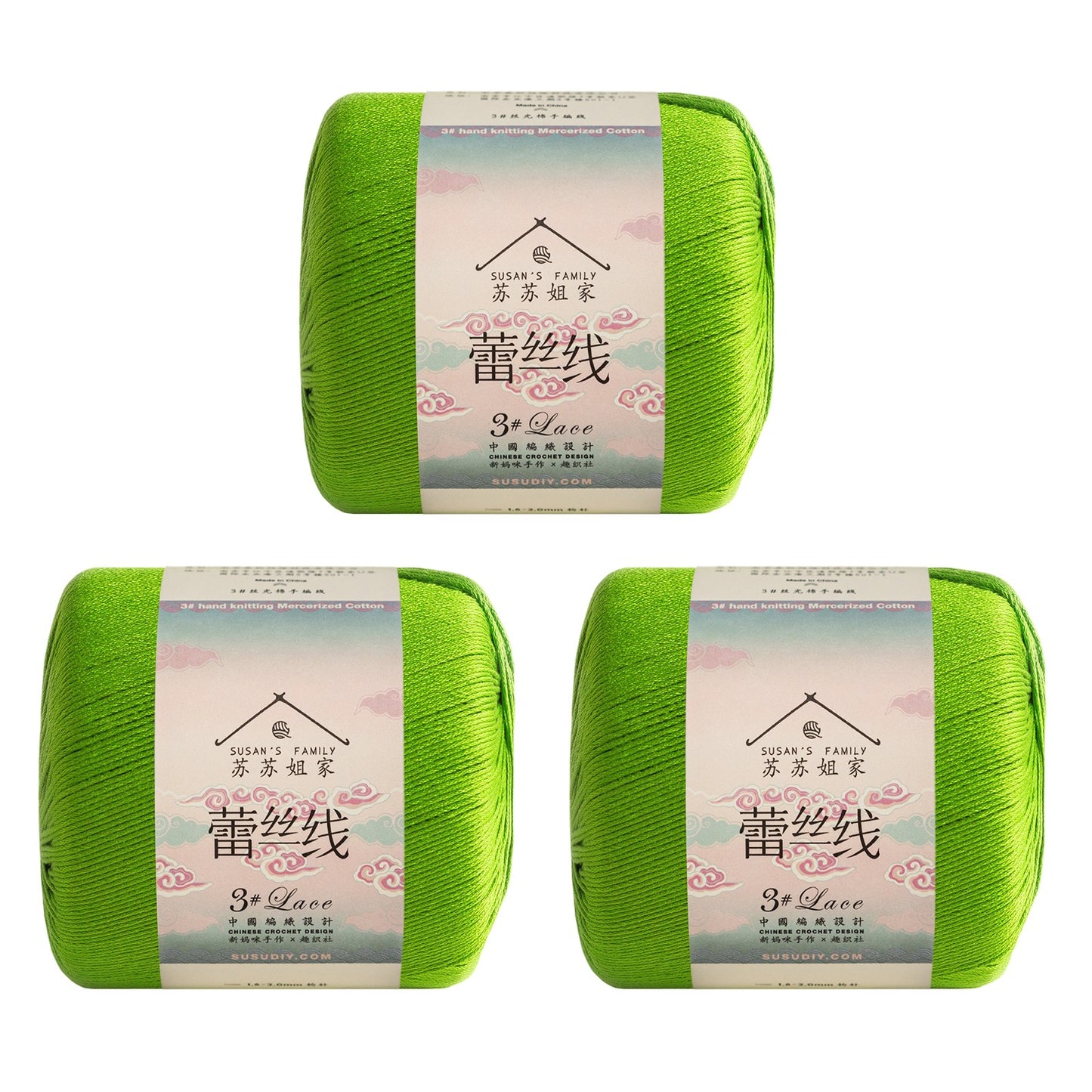 Susan's Family 3# Lace Yarn 3 Packs 【US Warehouse】
