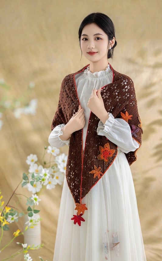 Maple Leaf Shawl Crochet Kit