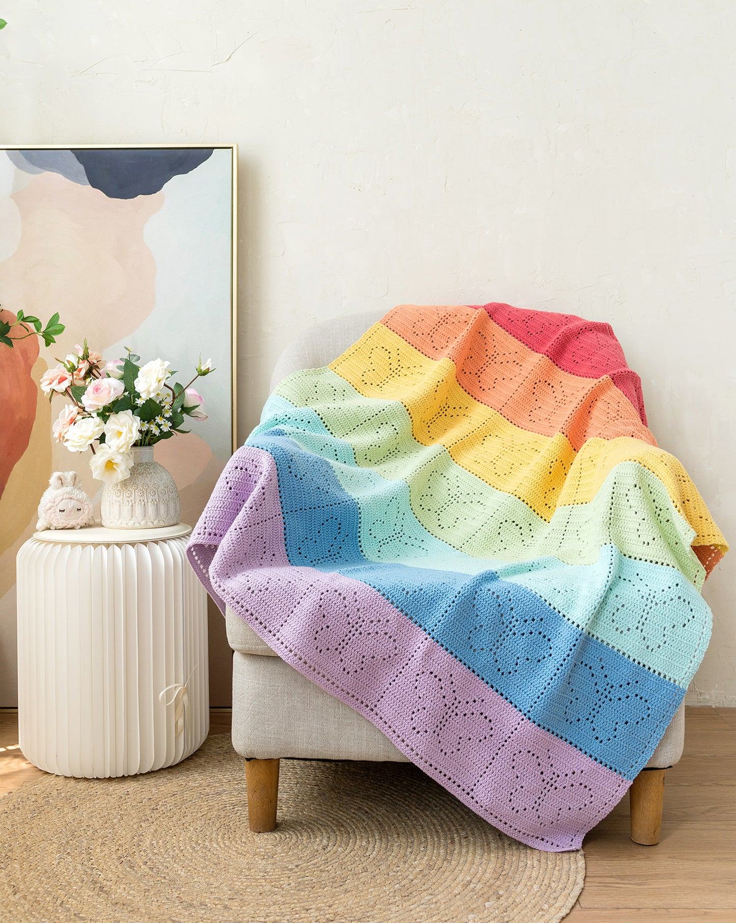 Rainbow Square Blanket Crochet Yarn Kit