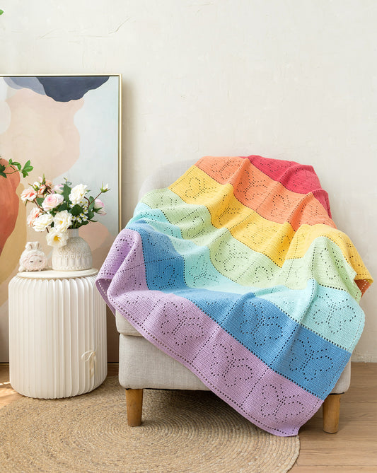 Rainbow Square Blanket Crochet Yarn Kit
