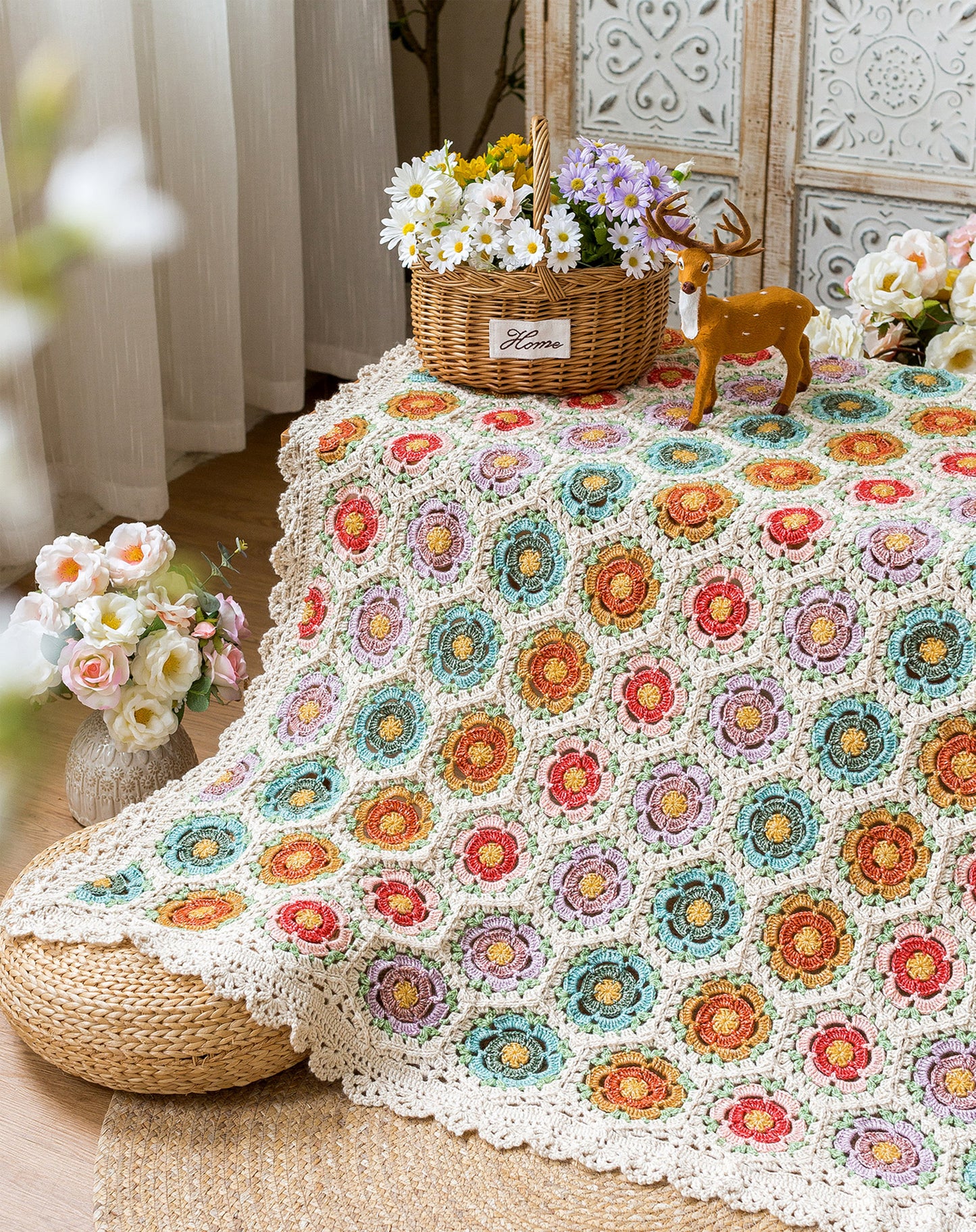 Rose Motif Blanket Crochet Pattern