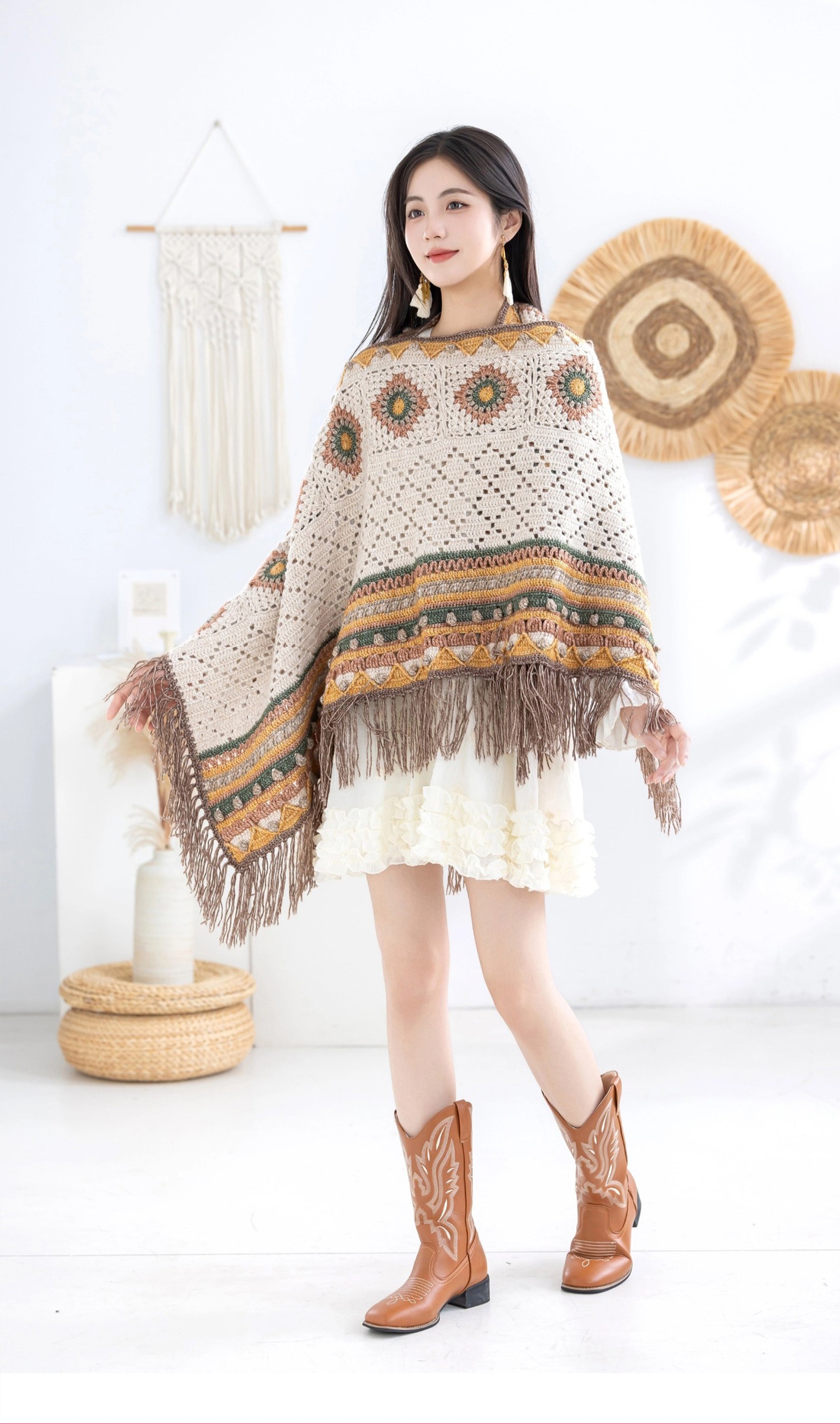 shawl boho dress Ayanna Long Dress