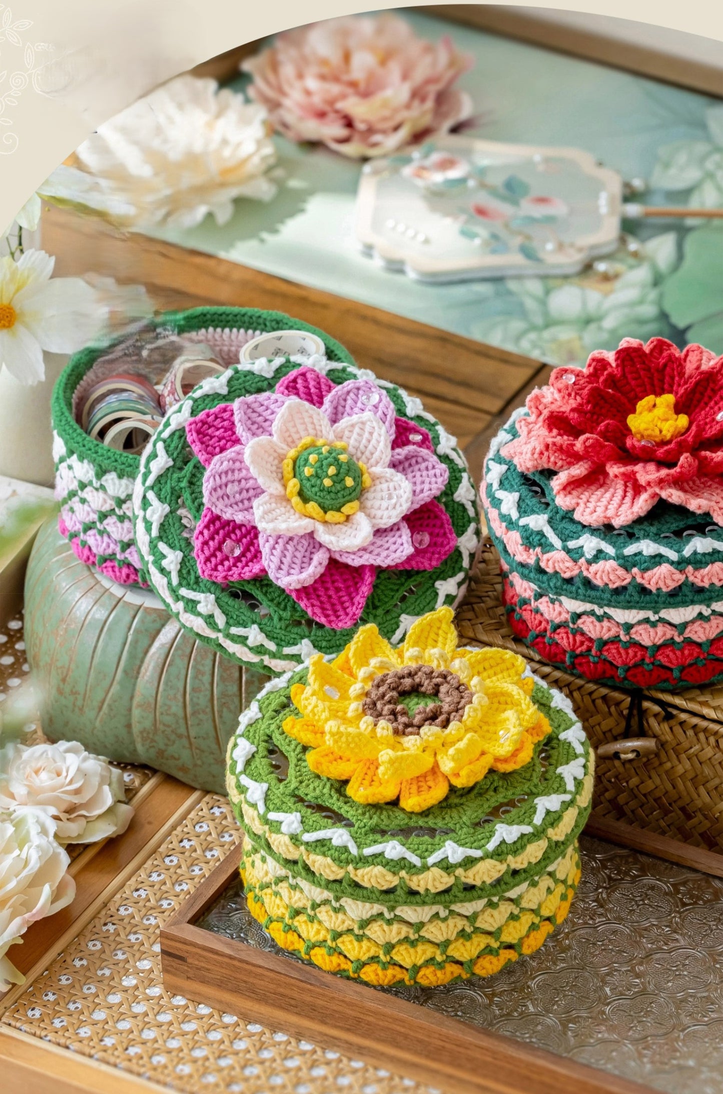 Floral Prosperity Storage Box Crochet Pattern