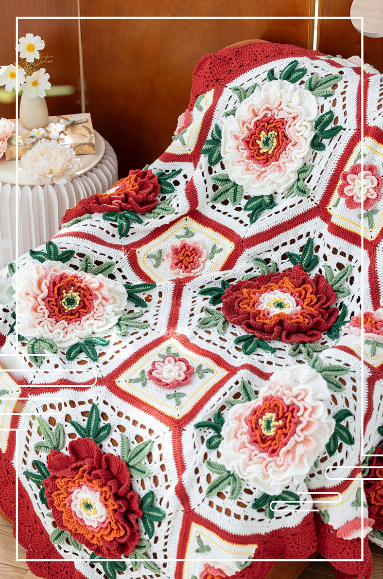 Imperial Peony Blanket Crochet Kit
