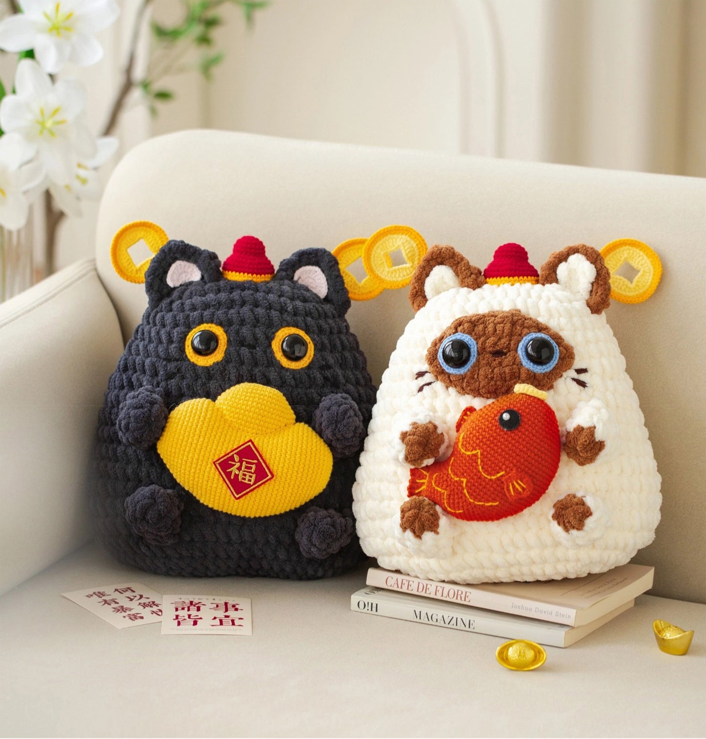 Money Cat Pillow Crochet Pattern