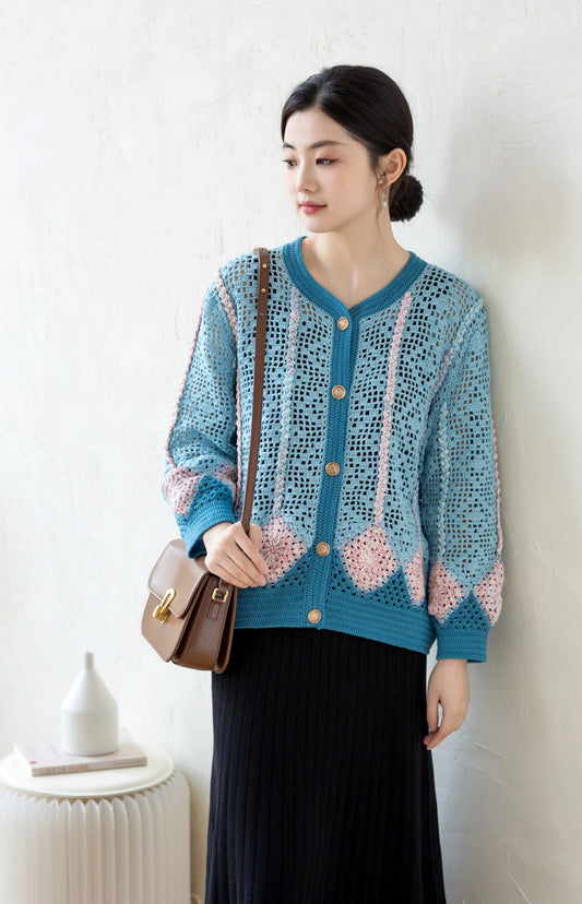 Colorful Grid Cardigan Crochet Pattern