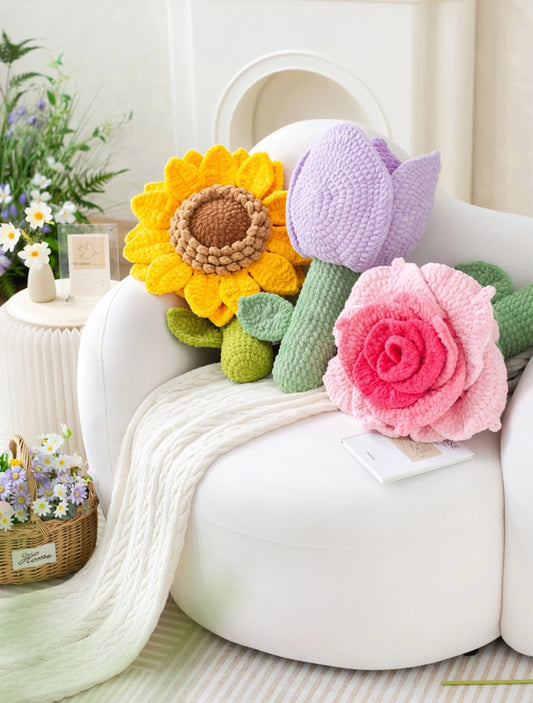 Flower Pillow Crochet Yarn Kit