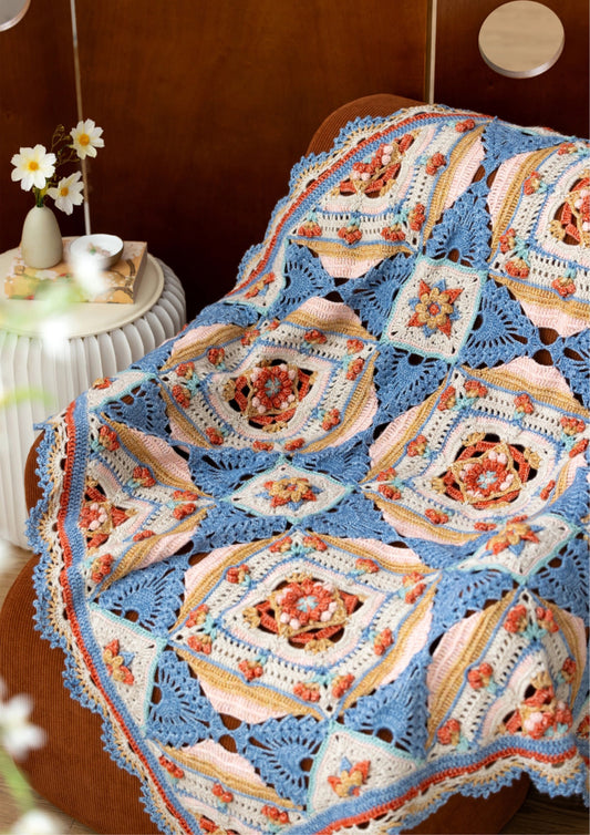 Serene Sandalwood Patchwork Blanket Crochet Yarn Kit