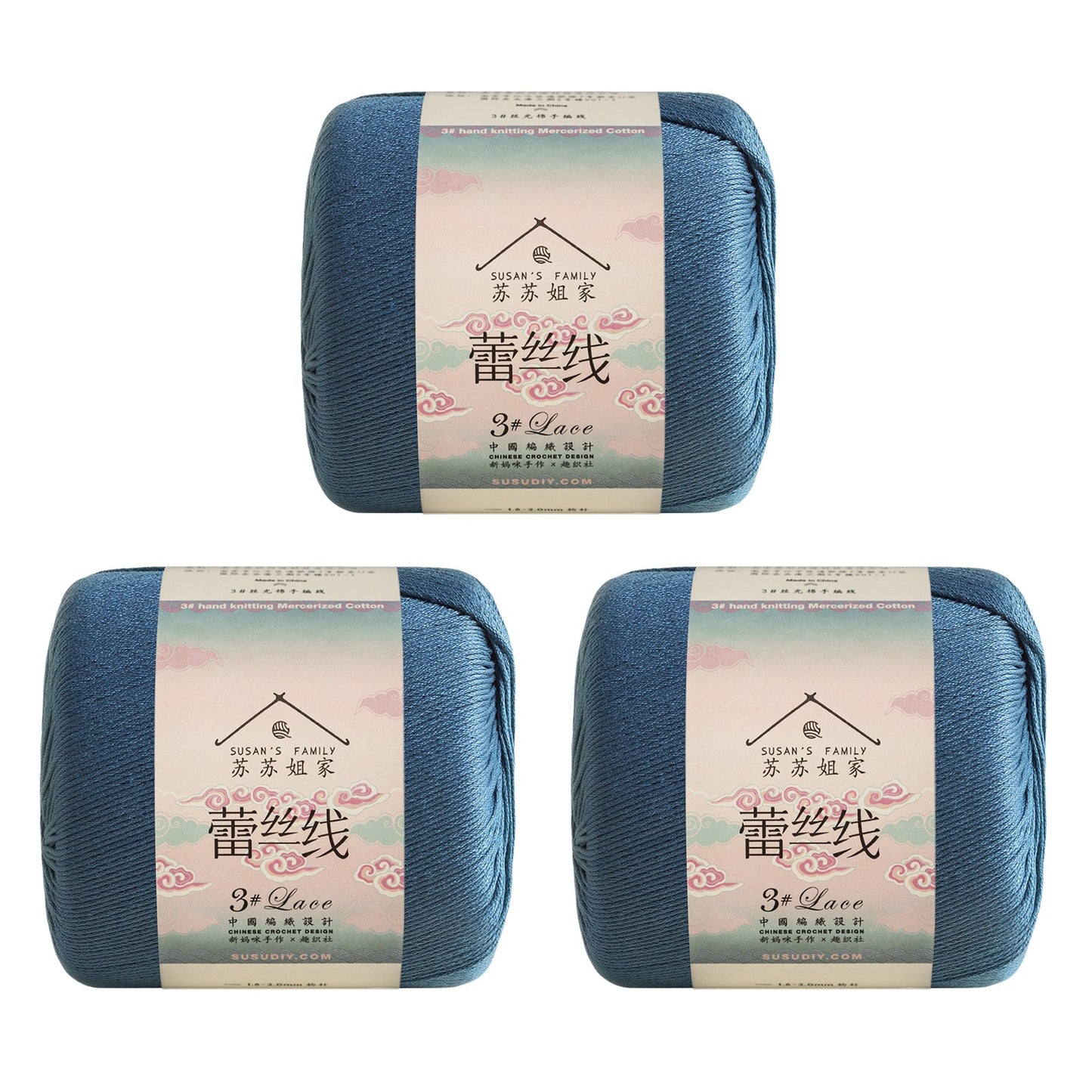 Susan's Family 3# Lace Yarn 3 Packs 【US Warehouse】