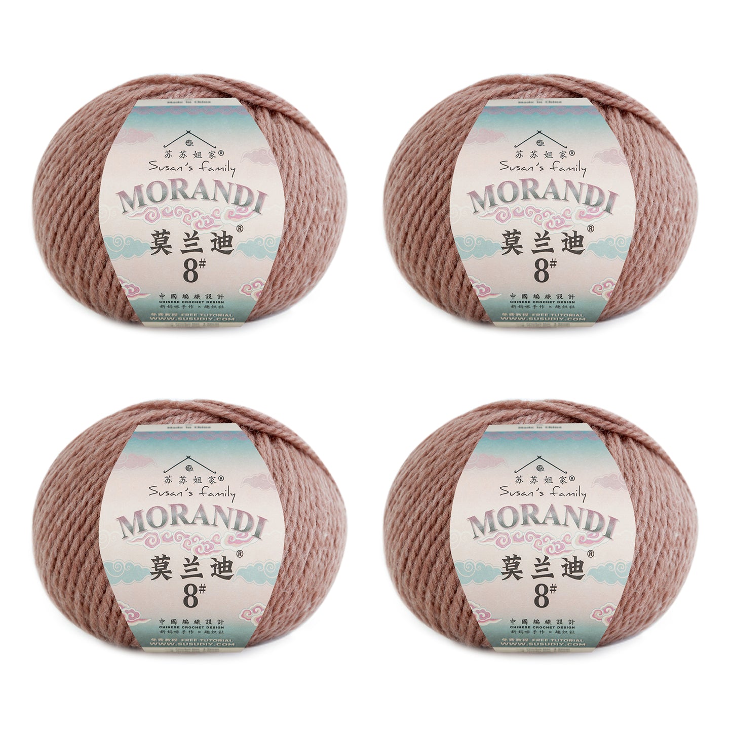 Morandi 8# Wool Yarn 4 Packs 【US Warehouse】