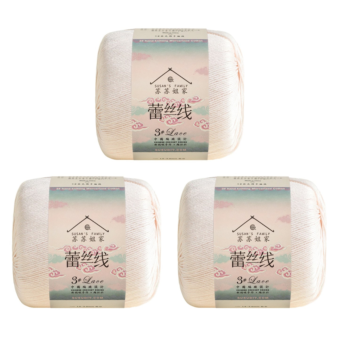 Susan's Family 3# Lace Yarn 3 Packs 【US Warehouse】