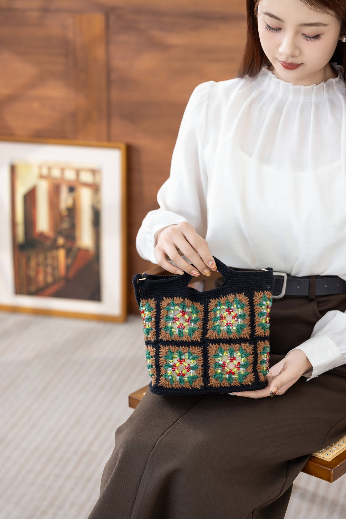 Granny Square Beads Bag Crochet Kit