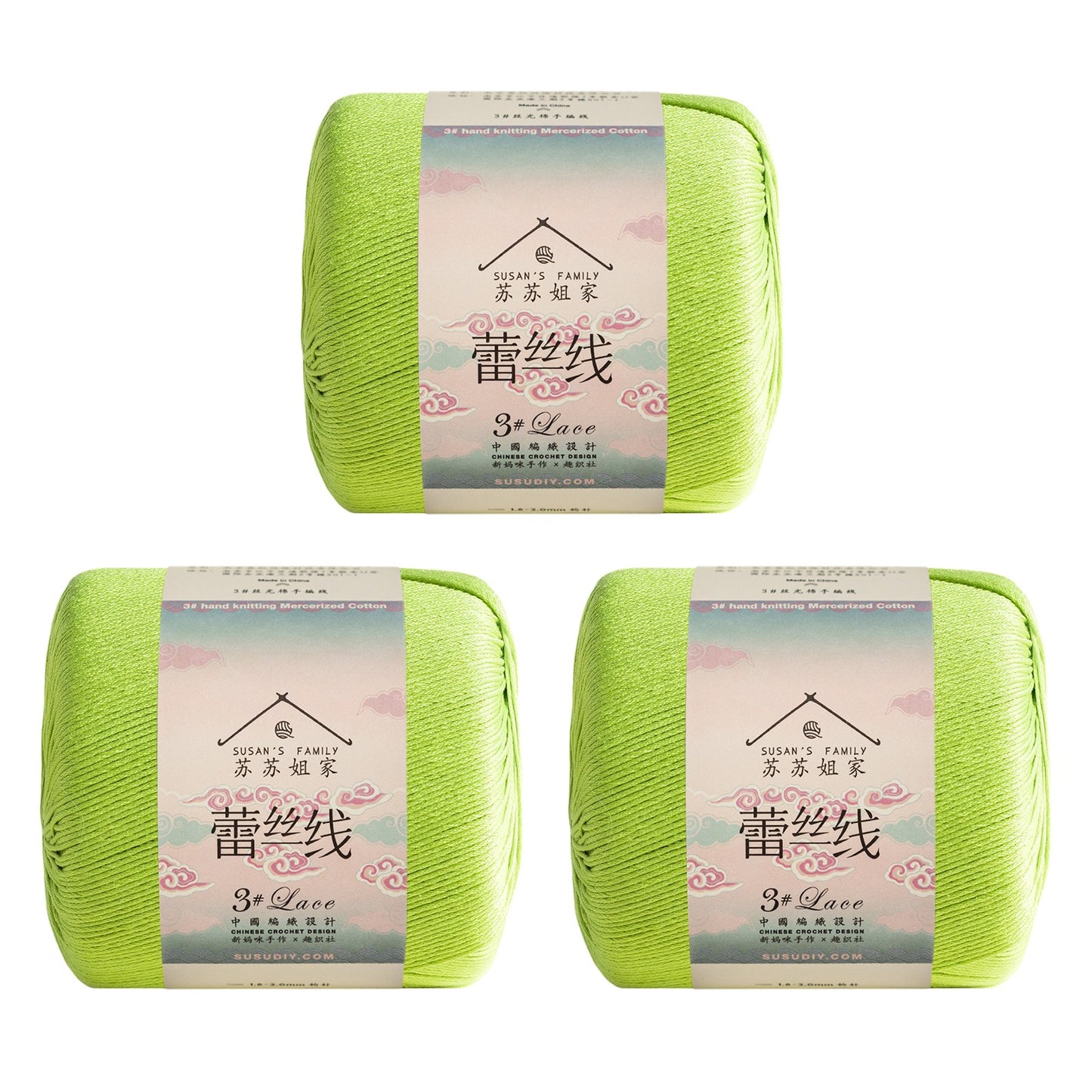 Susan's Family 3# Lace Yarn 3 Packs 【US Warehouse】