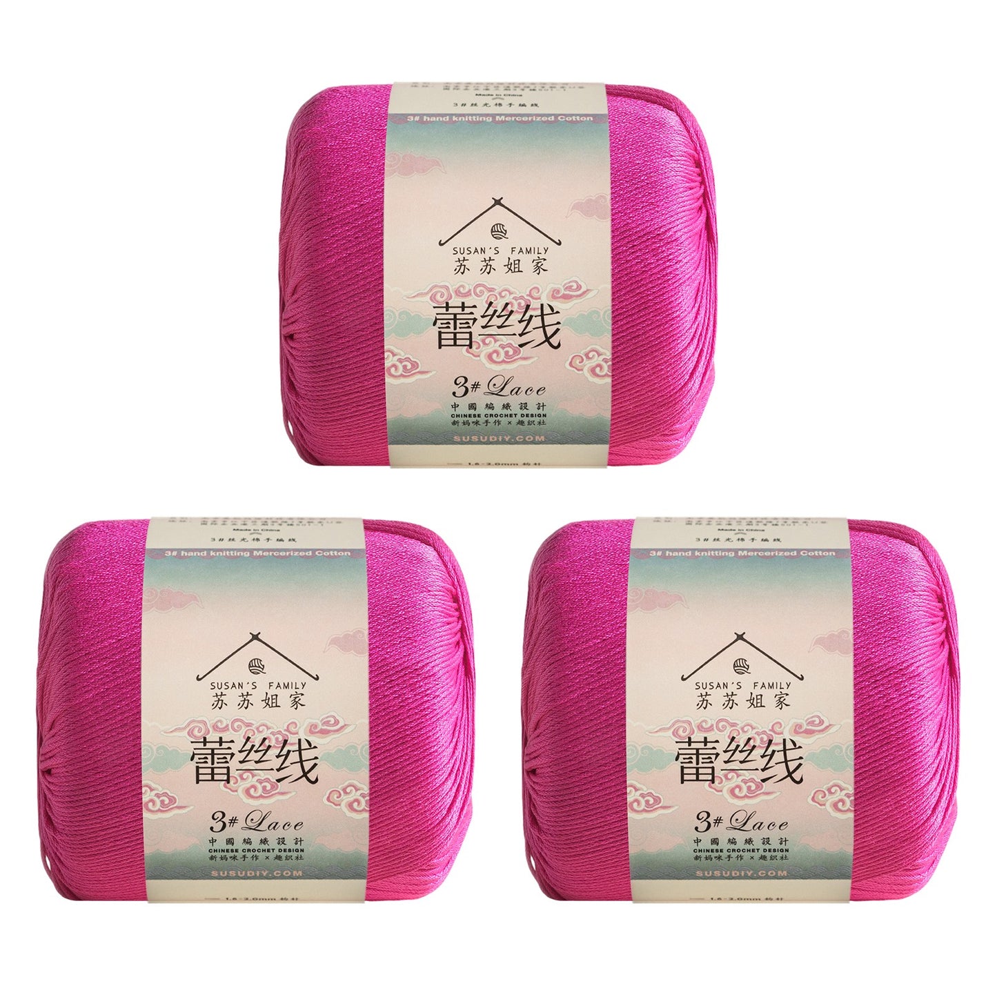 Susan's Family 3# Lace Yarn 3 Packs 【US Warehouse】
