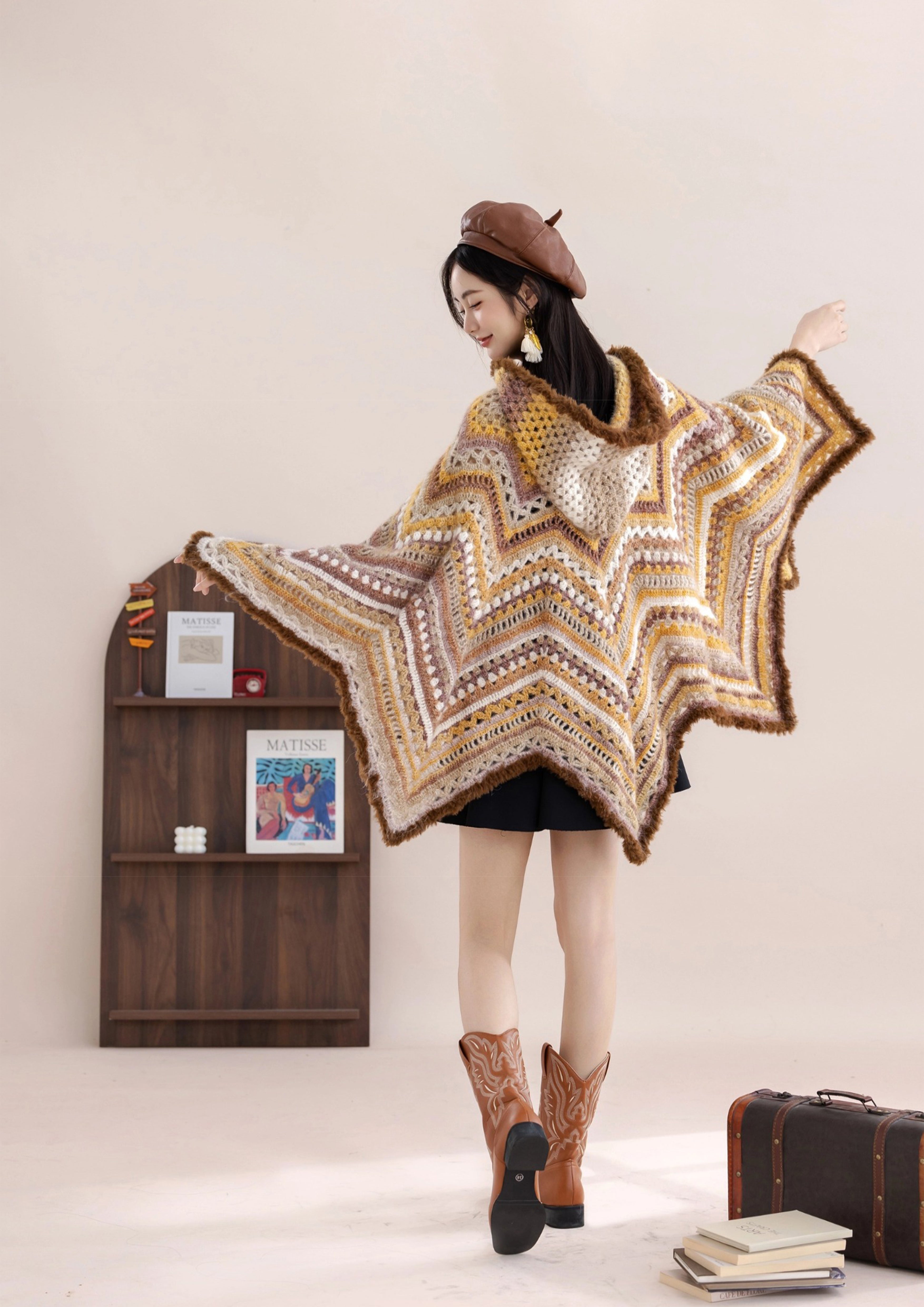 ニット/セーター little suzie Hoodie Knit Poncho One Piece Hoodie - Kids's Purple Surf Poncho | Quiksilver