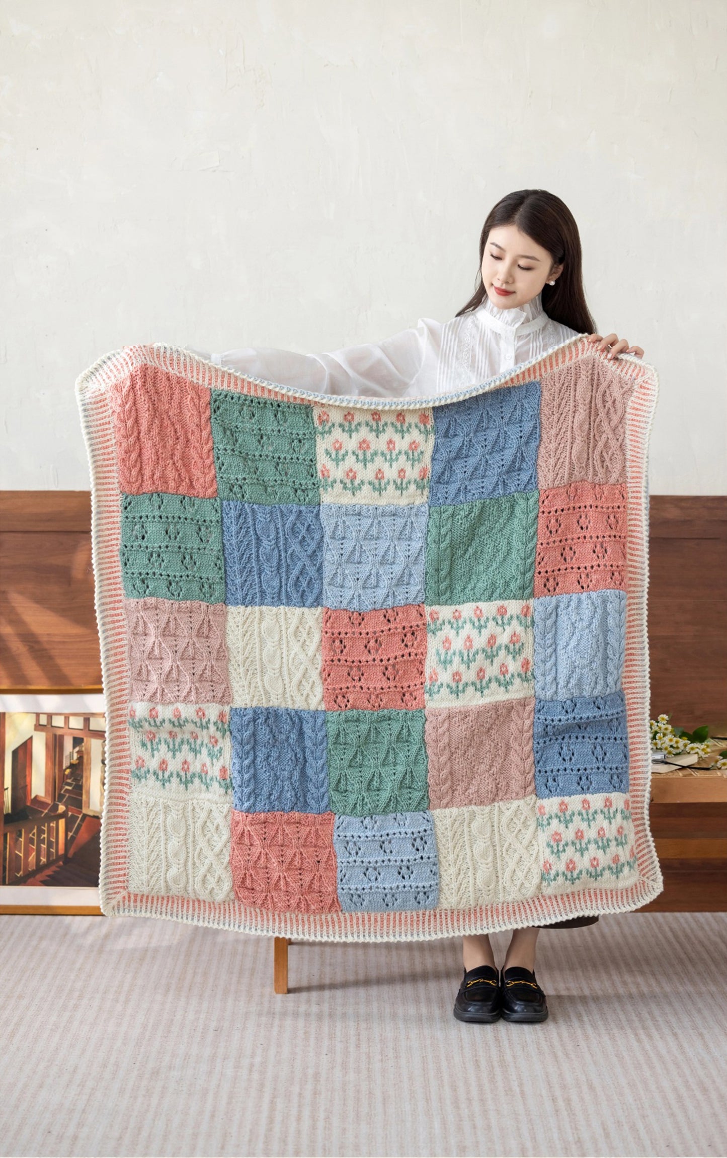 Meadow Patchwork Blanket Knit Yarn Kit