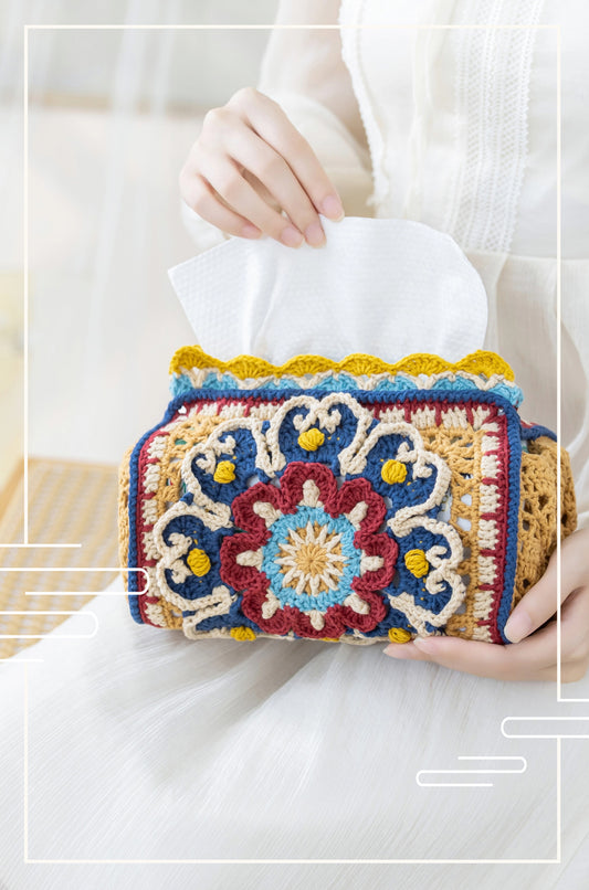 Brocade Bloom Tissue Box Cover Crochet Kit