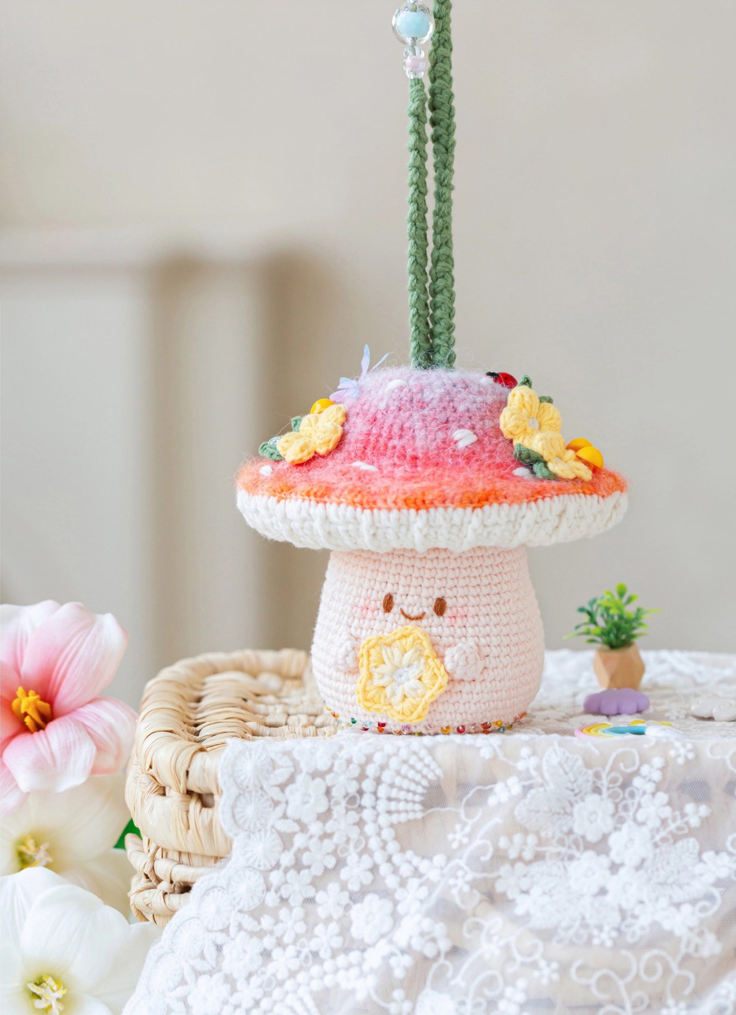 Mushroom Drawstring Bag Crochet Kit