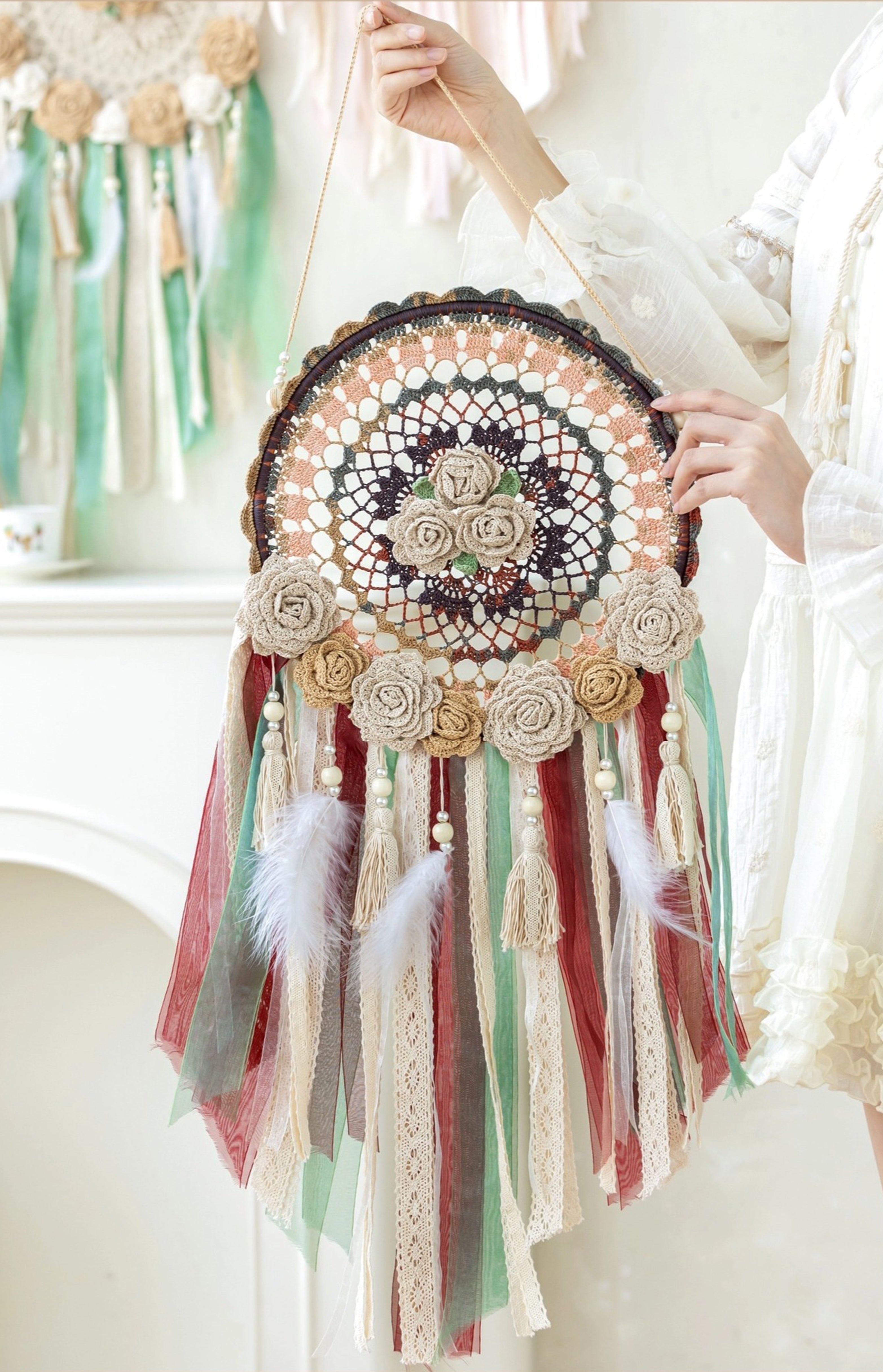 Rose Dreamcatcher Crochet Pattern | ローズのドリームキャッチャー