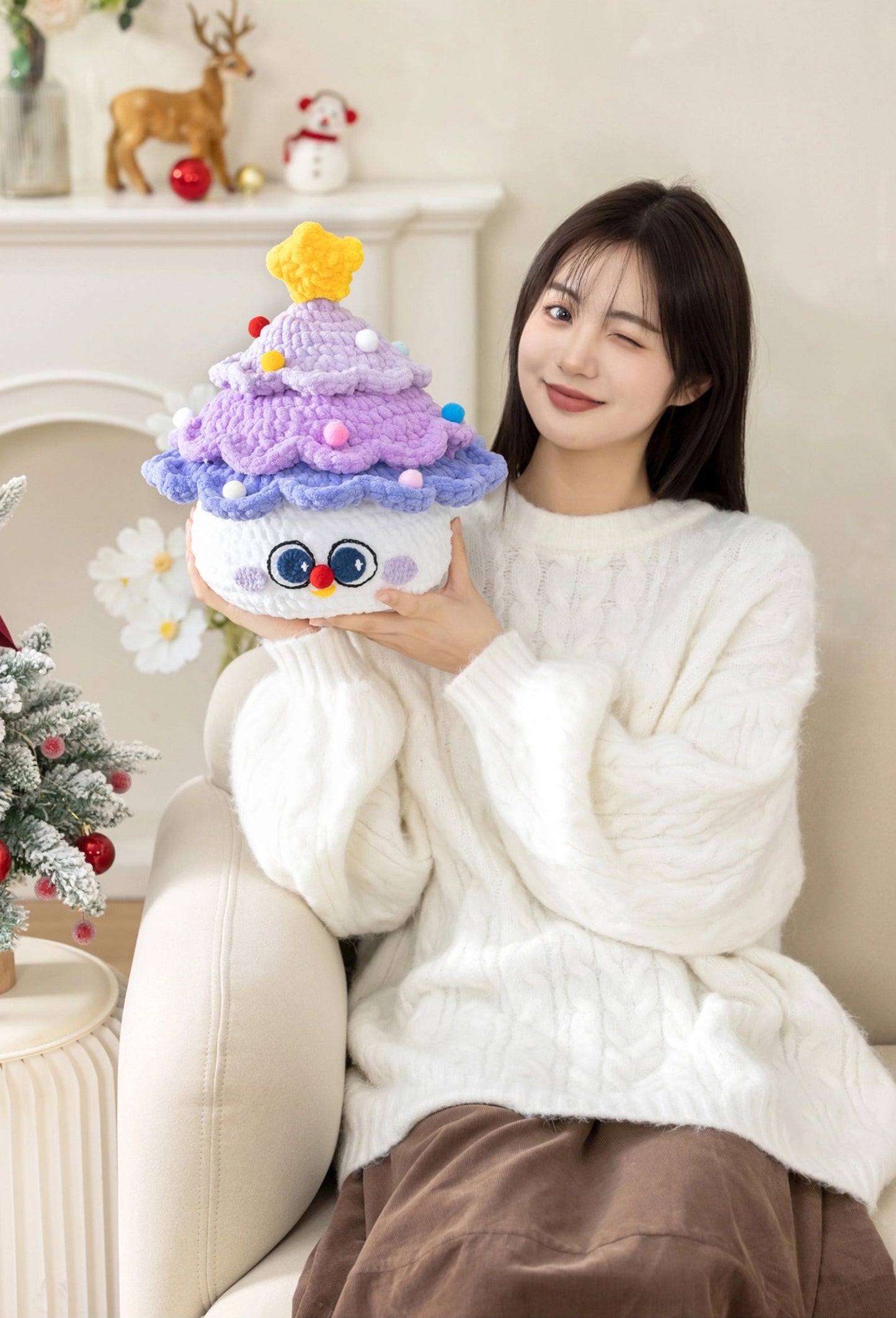 Christmas Tree Pillow Crochet Kit