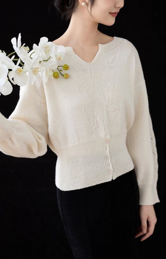 Flower Shadow Split Blouse Knit Kit