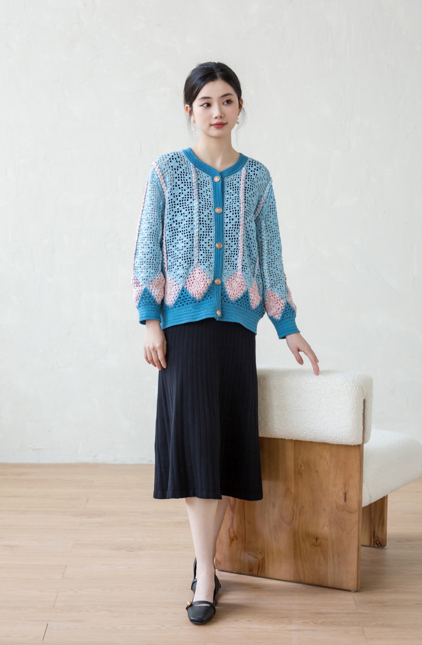 Colorful Grid Cardigan Crochet Kit