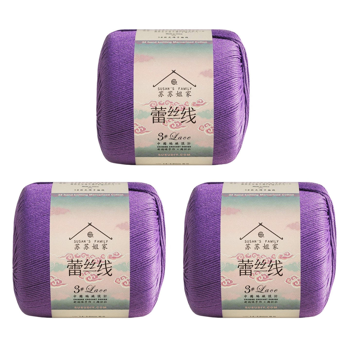 Susan's Family 3# Lace Yarn 3 Packs 【US Warehouse】