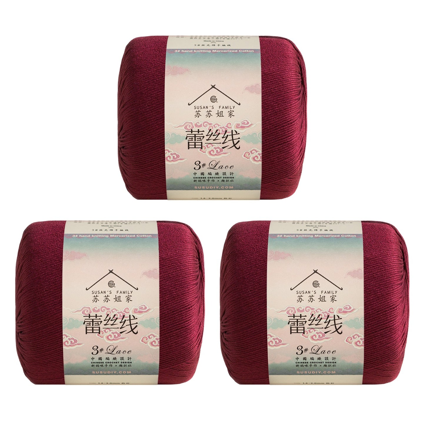 Susan's Family 3# Lace Yarn 3 Packs 【US Warehouse】