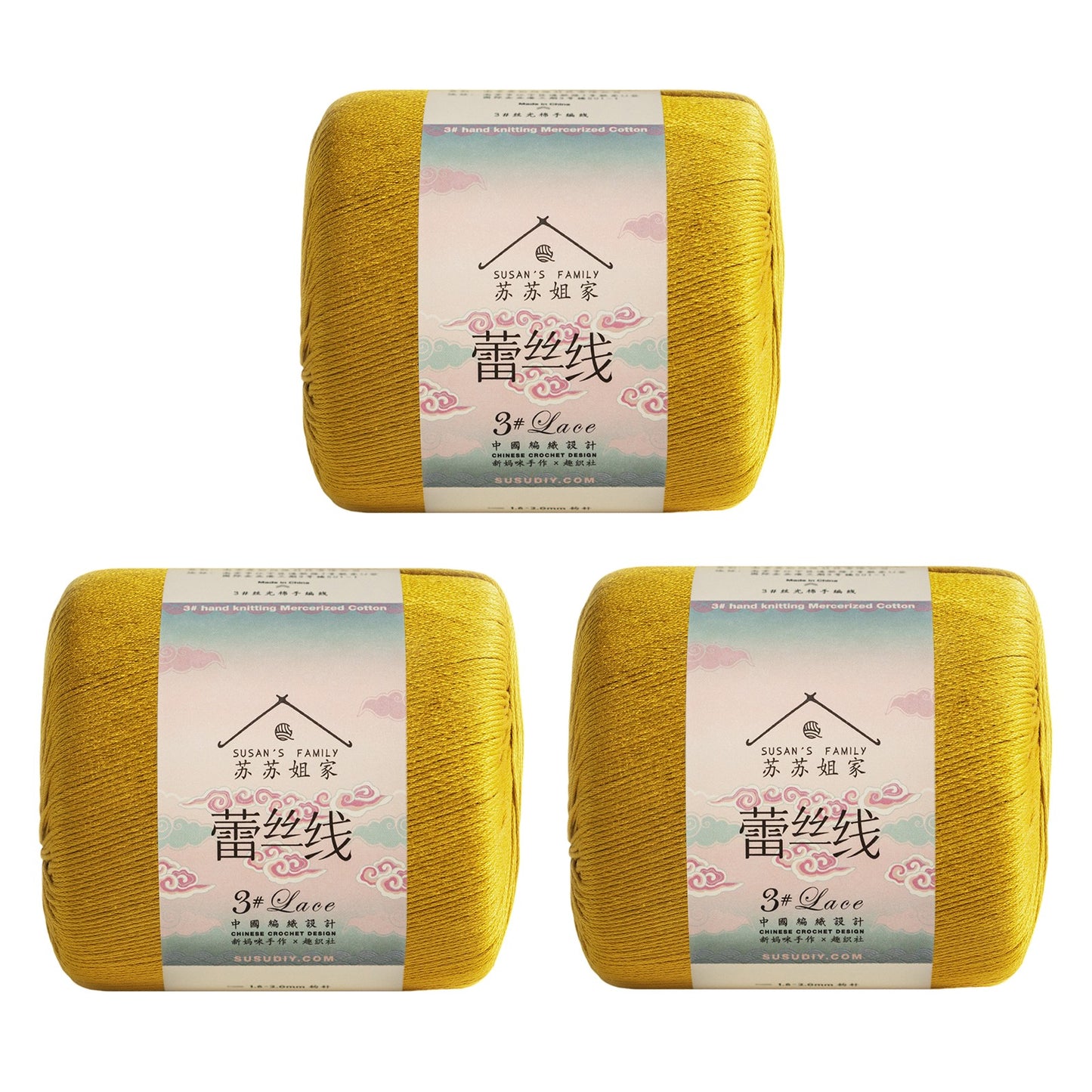 Susan's Family 3# Lace Yarn 3 Packs 【US Warehouse】