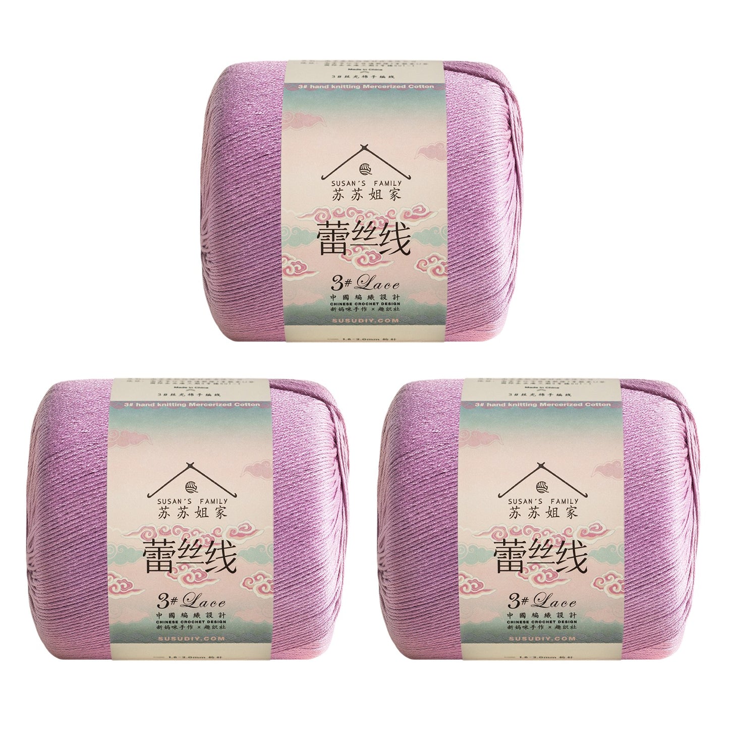 Susan's Family 3# Lace Yarn 3 Packs 【US Warehouse】