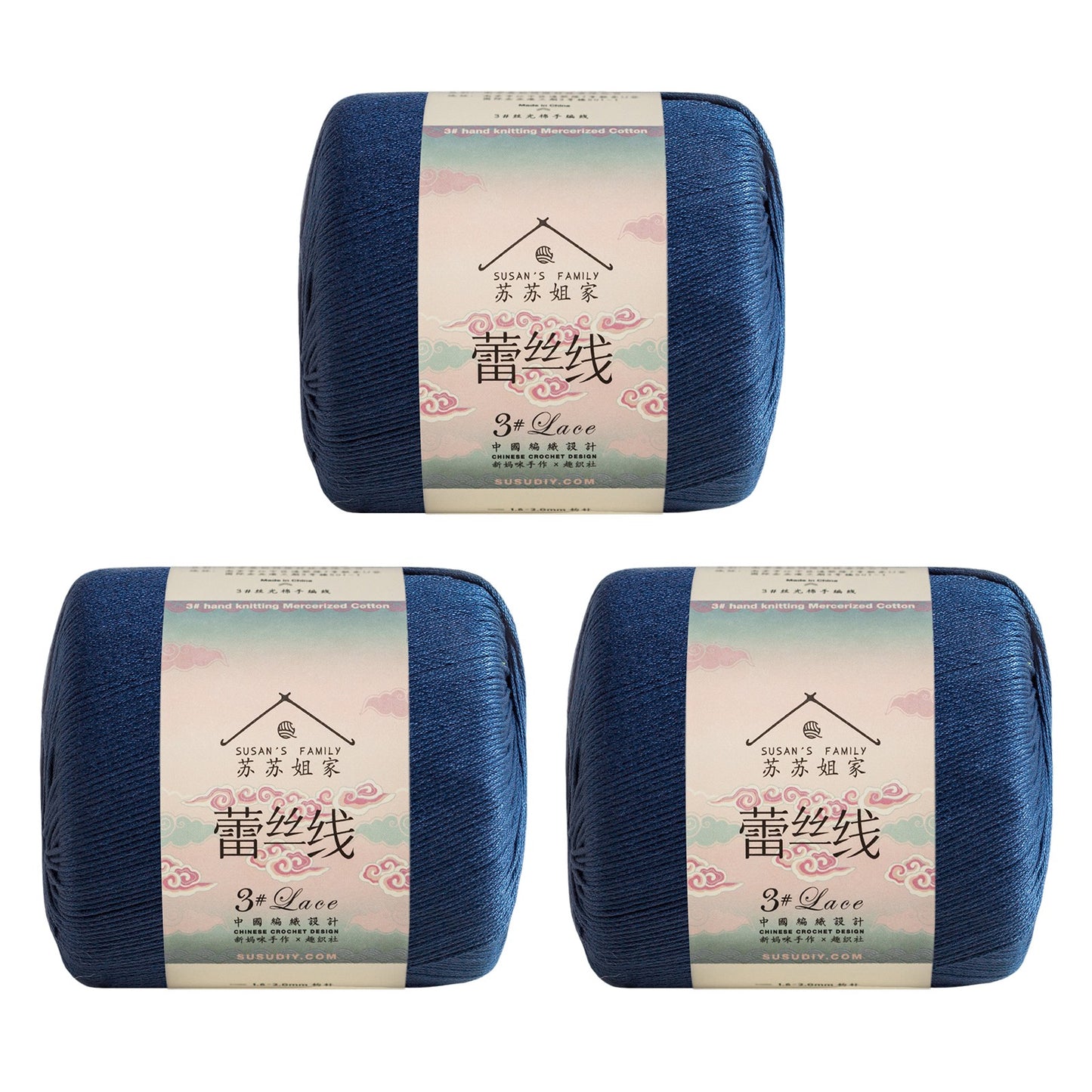 Susan's Family 3# Lace Yarn 3 Packs 【US Warehouse】