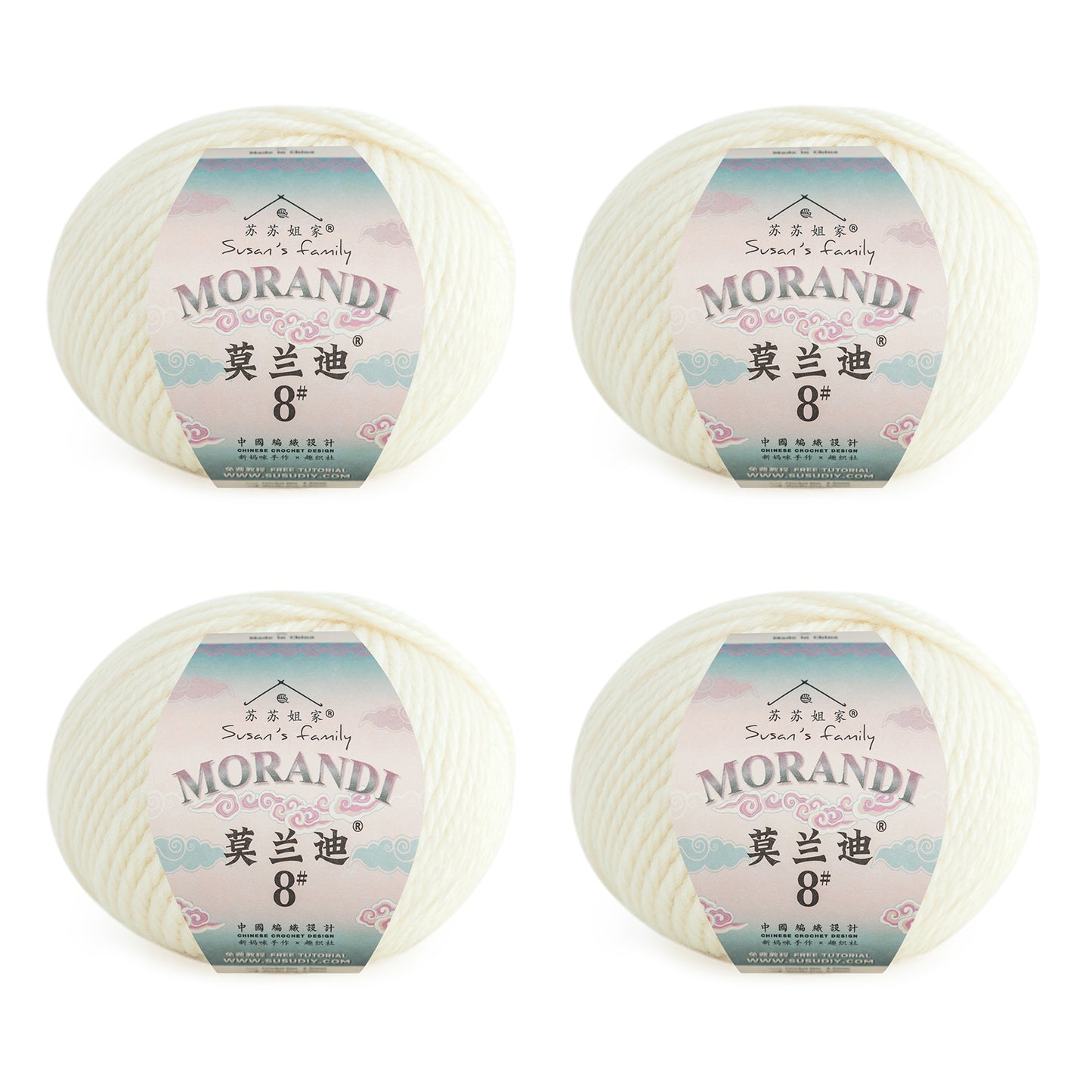 Morandi 8# Wool Yarn 4 Packs 【US Warehouse】