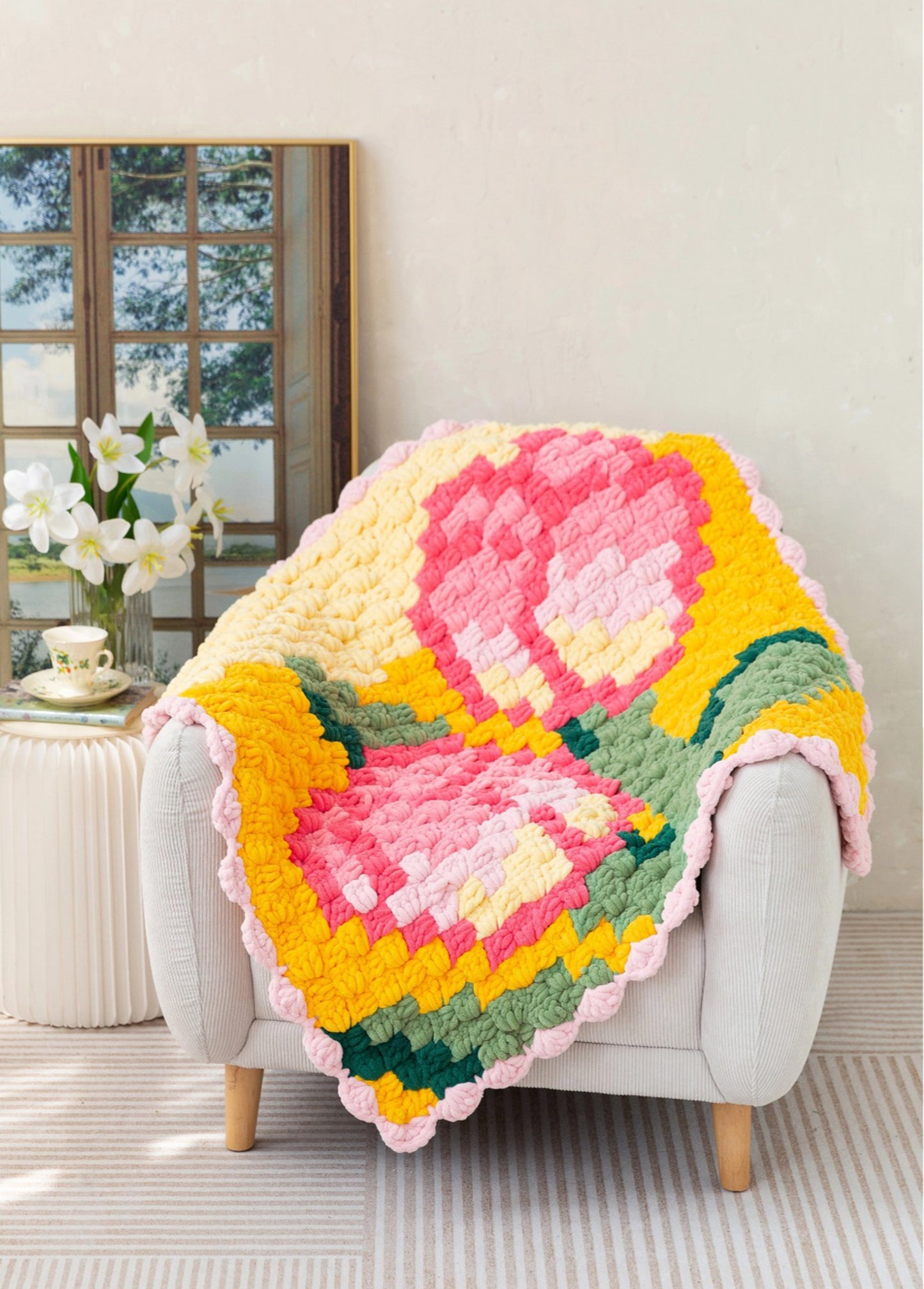 Flower Pixel Blanket Crochet Kit