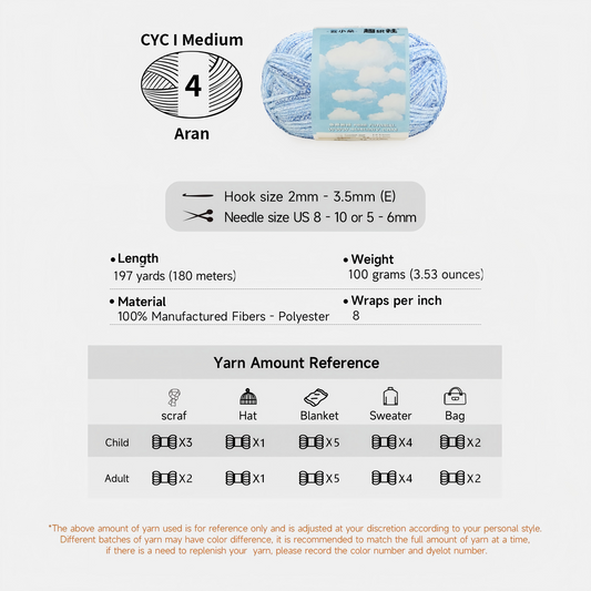 Cloudlet Variegated Soft & Durable 100% Polyester Yarn 5 Pack【US Warehouse】