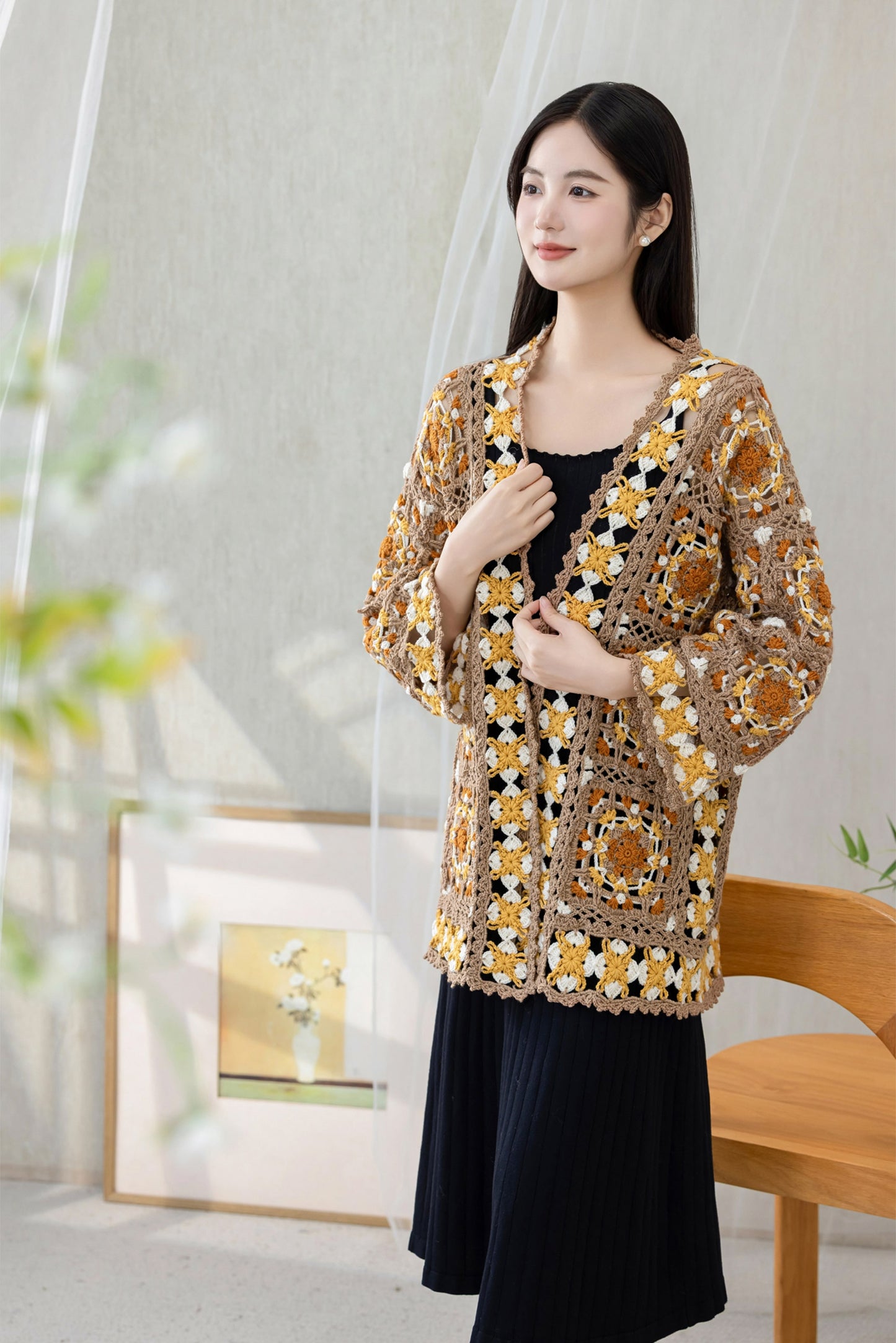 Four-Leaf Persimmon Coat Crochet Kit