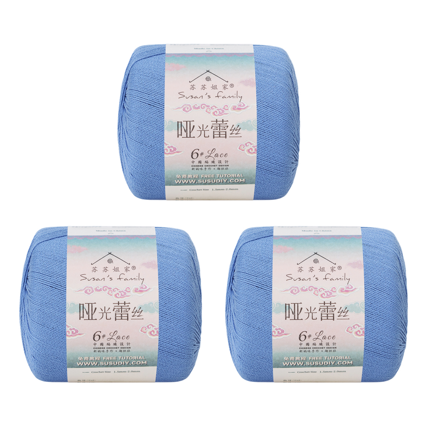 #6 Matte Cotton Lace Yarn  3 Pack【US Warehouse】