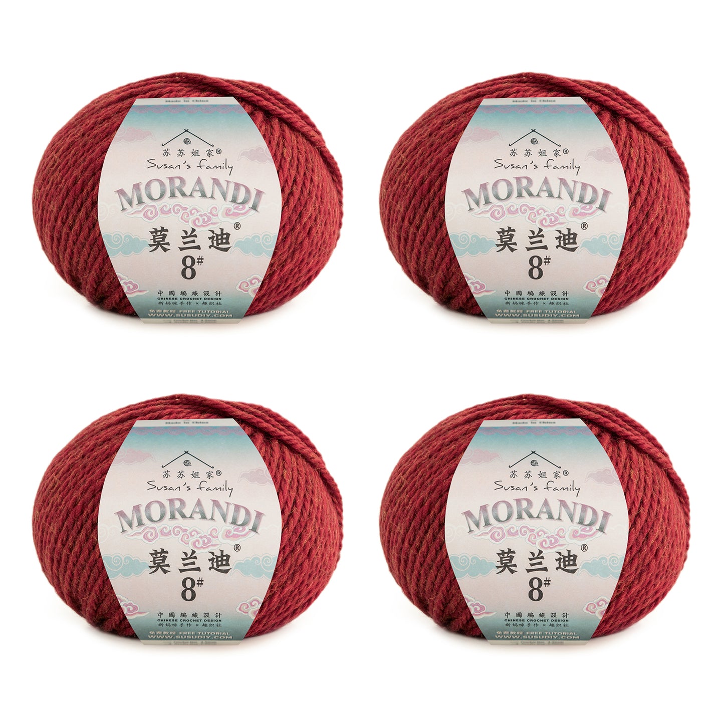 Morandi 8# Wool Yarn 4 Packs 【US Warehouse】