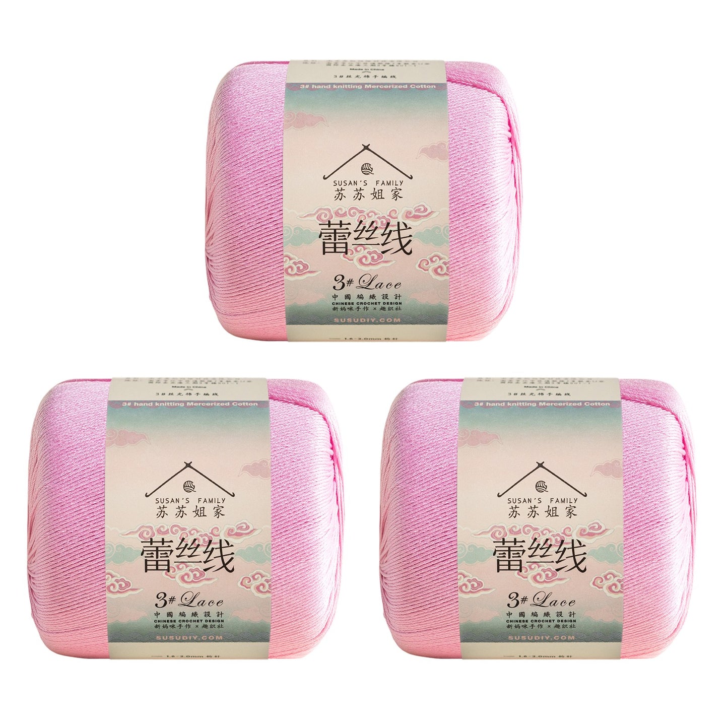 Susan's Family 3# Lace Yarn 3 Packs 【US Warehouse】