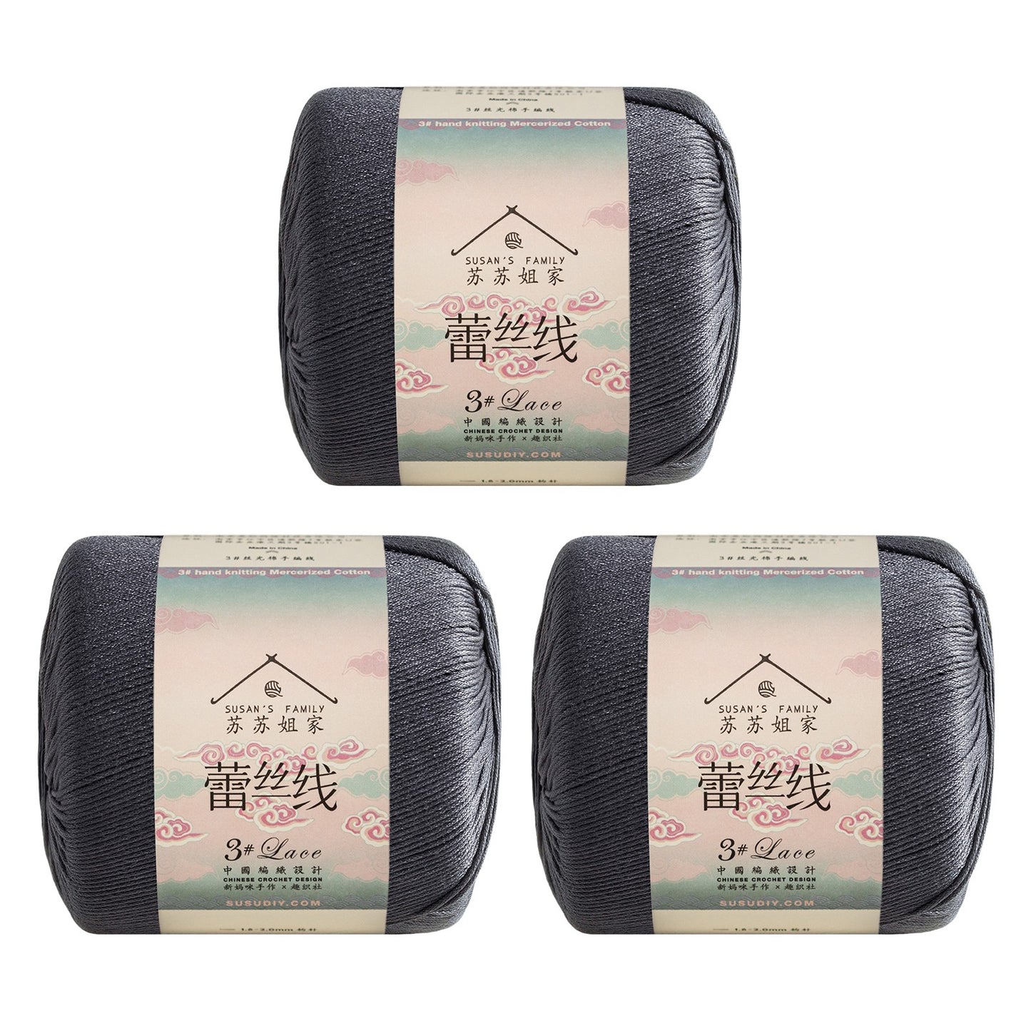 Susan's Family 3# Lace Yarn 3 Packs 【US Warehouse】