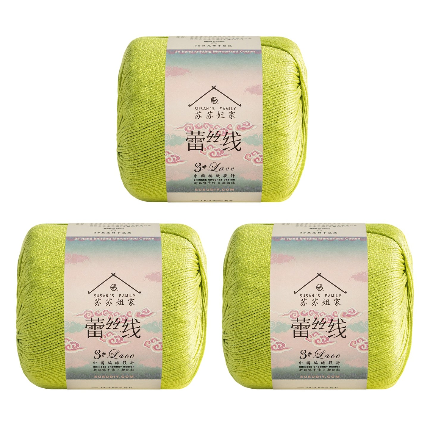 Susan's Family 3# Lace Yarn 3 Packs 【US Warehouse】