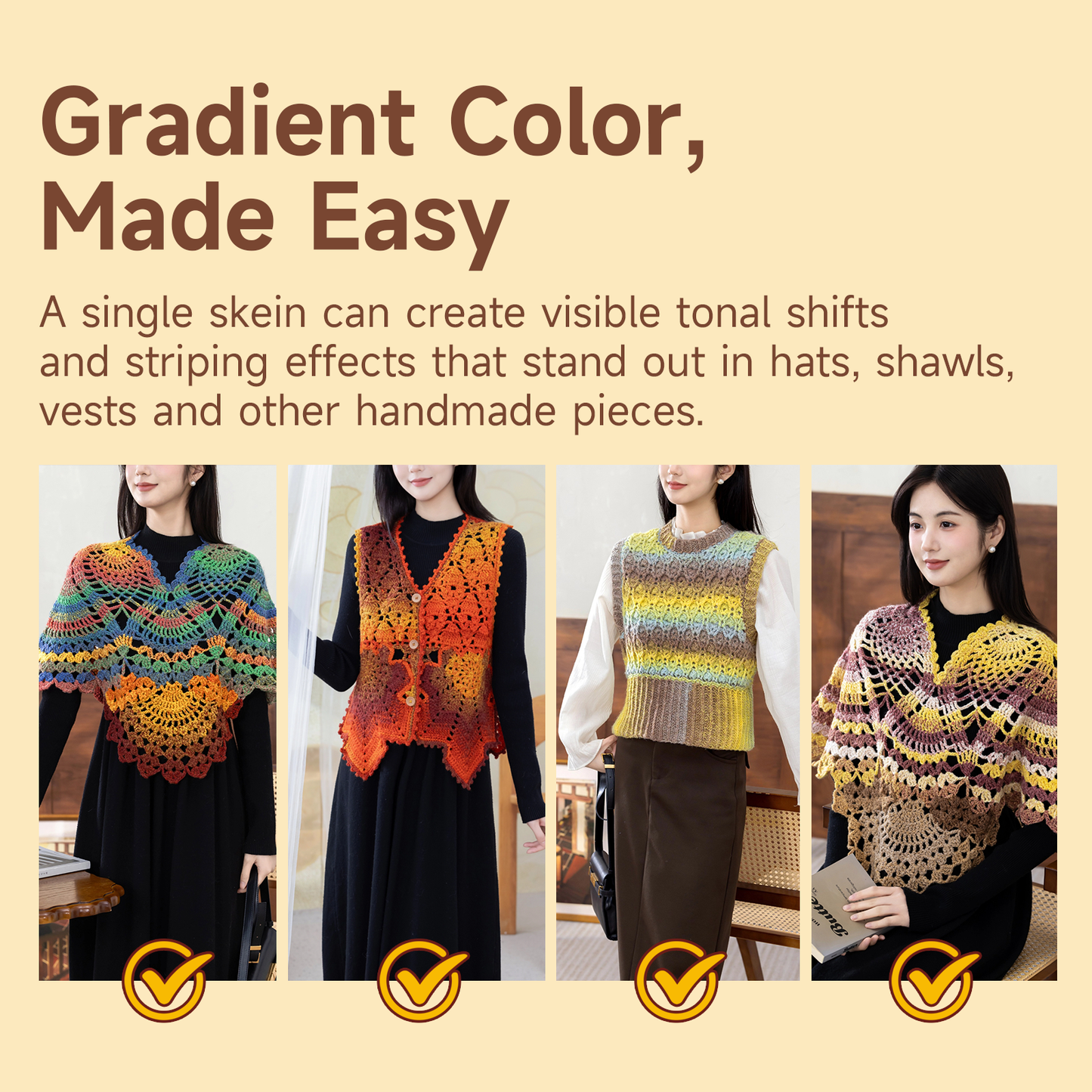 Susan's Family Sudden Impression Gradient Yarn-2 pack/4 pack 【US Warehouse】
