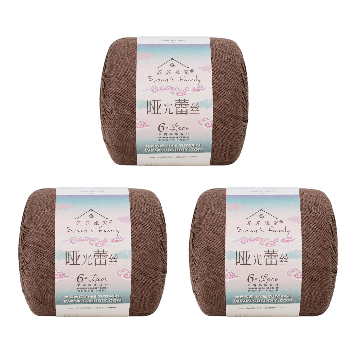 #6 Matte Cotton Lace Yarn  3 Pack【US Warehouse】