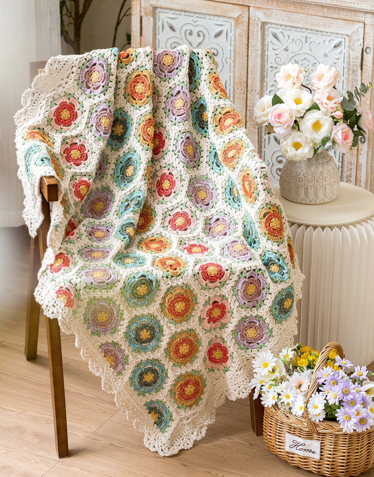 Rose Motif Blanket Crochet Pattern