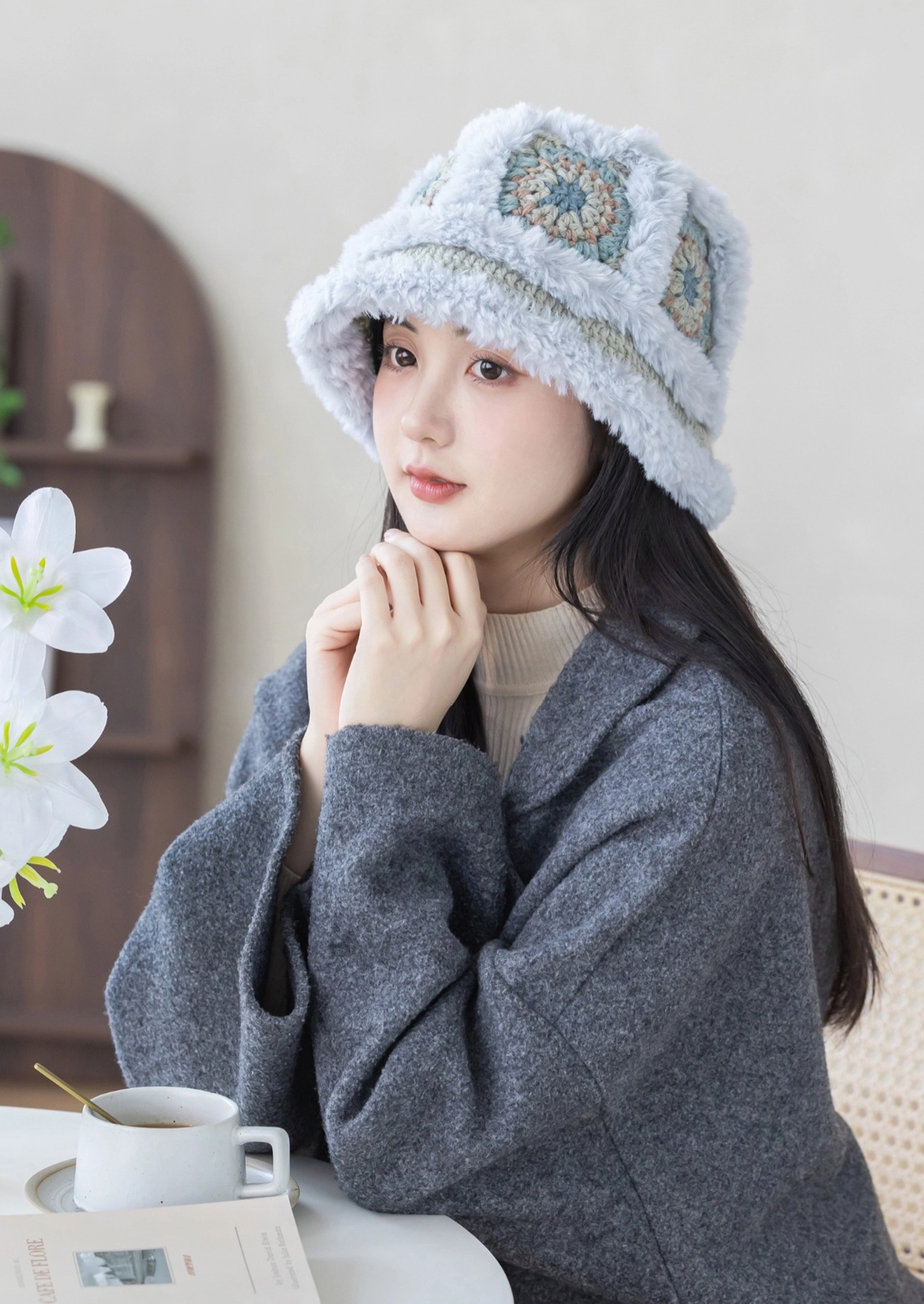 ふわふわモチーフの帽子かぎ針編みキット – Susan's Family Crochet Yarn