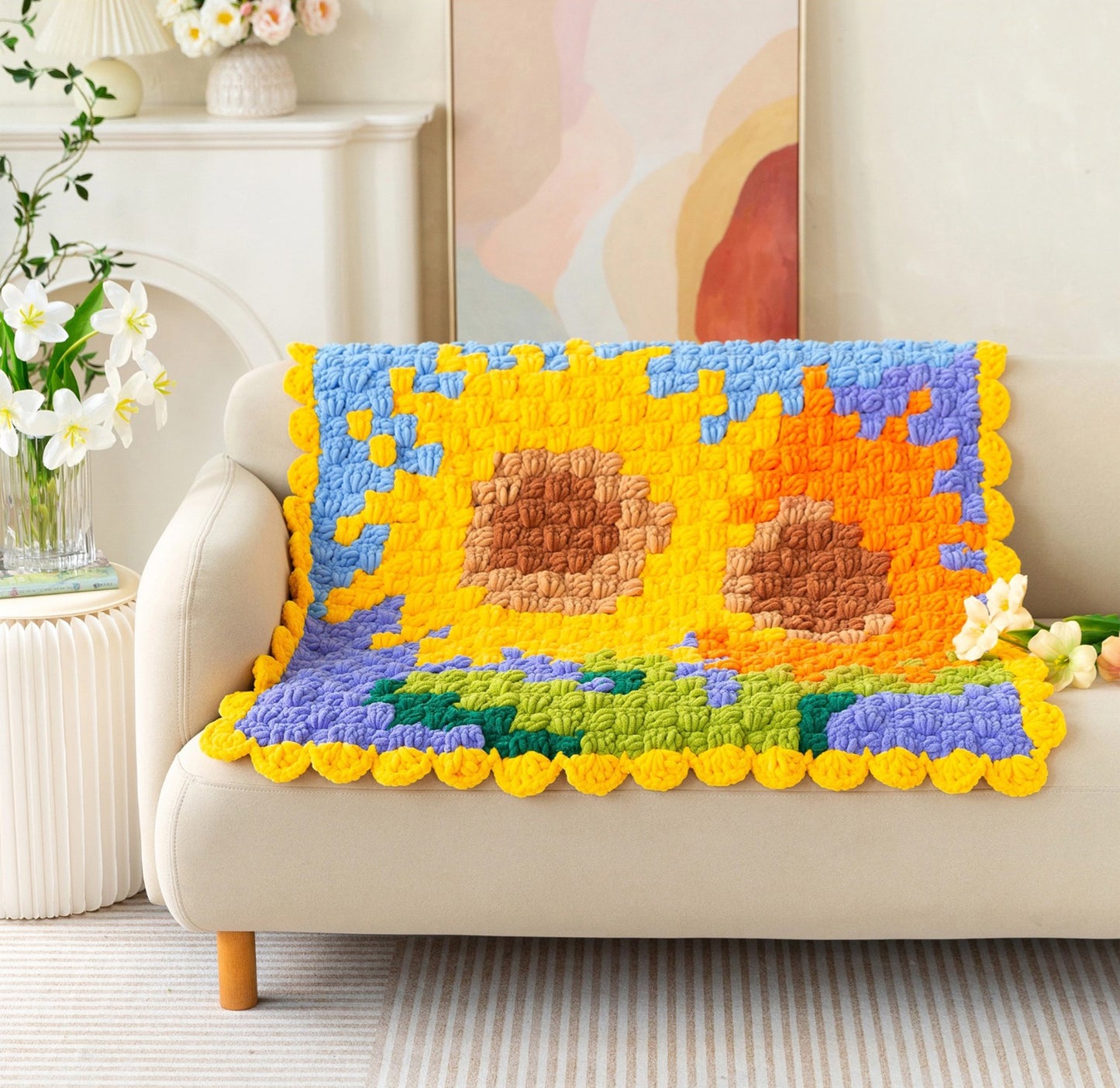 Flower Pixel Blanket Crochet Kit