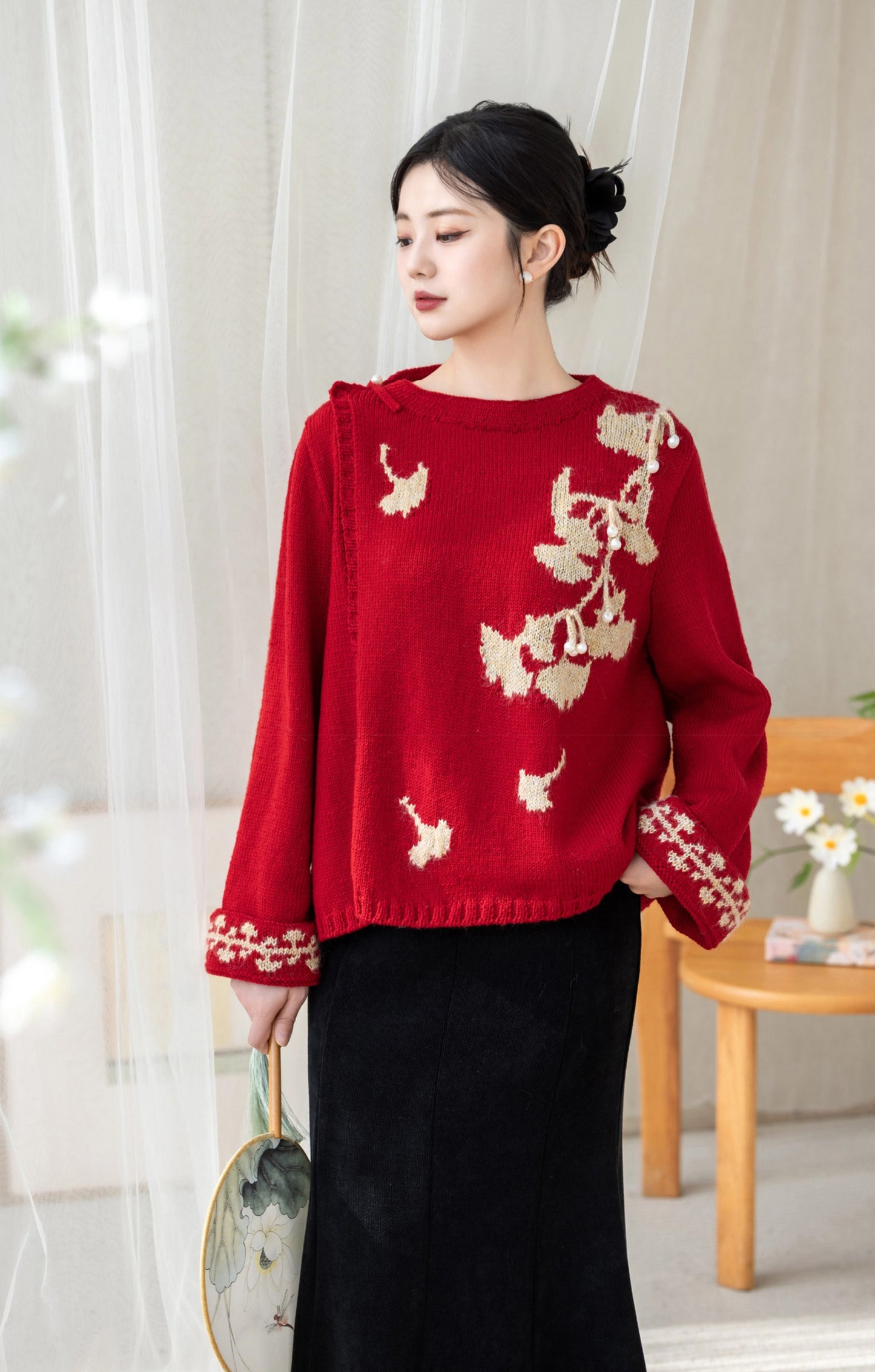 Ginkgo Intarsia Coat Knit Kit