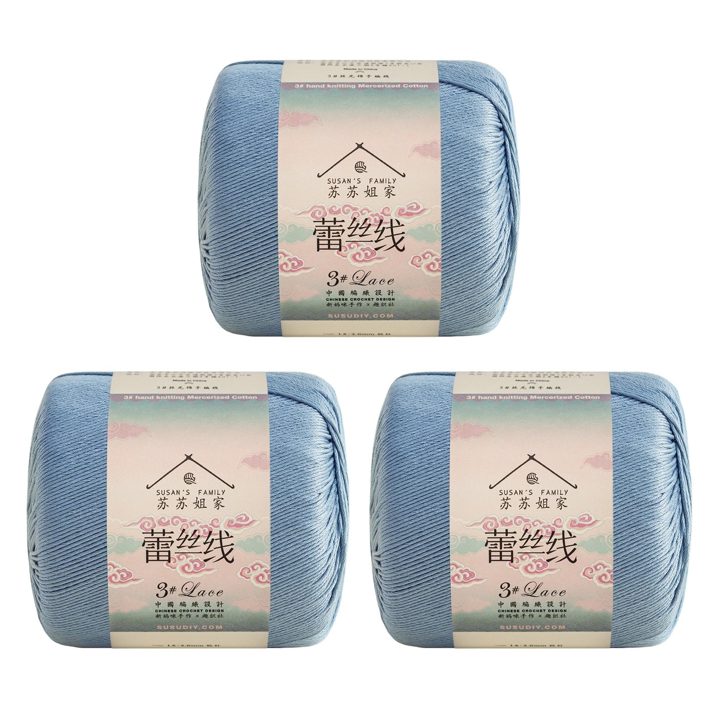 Susan's Family 3# Lace Yarn 3 Packs 【US Warehouse】
