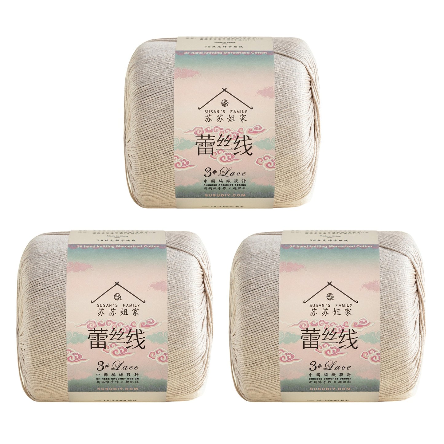 Susan's Family 3# Lace Yarn 3 Packs 【US Warehouse】