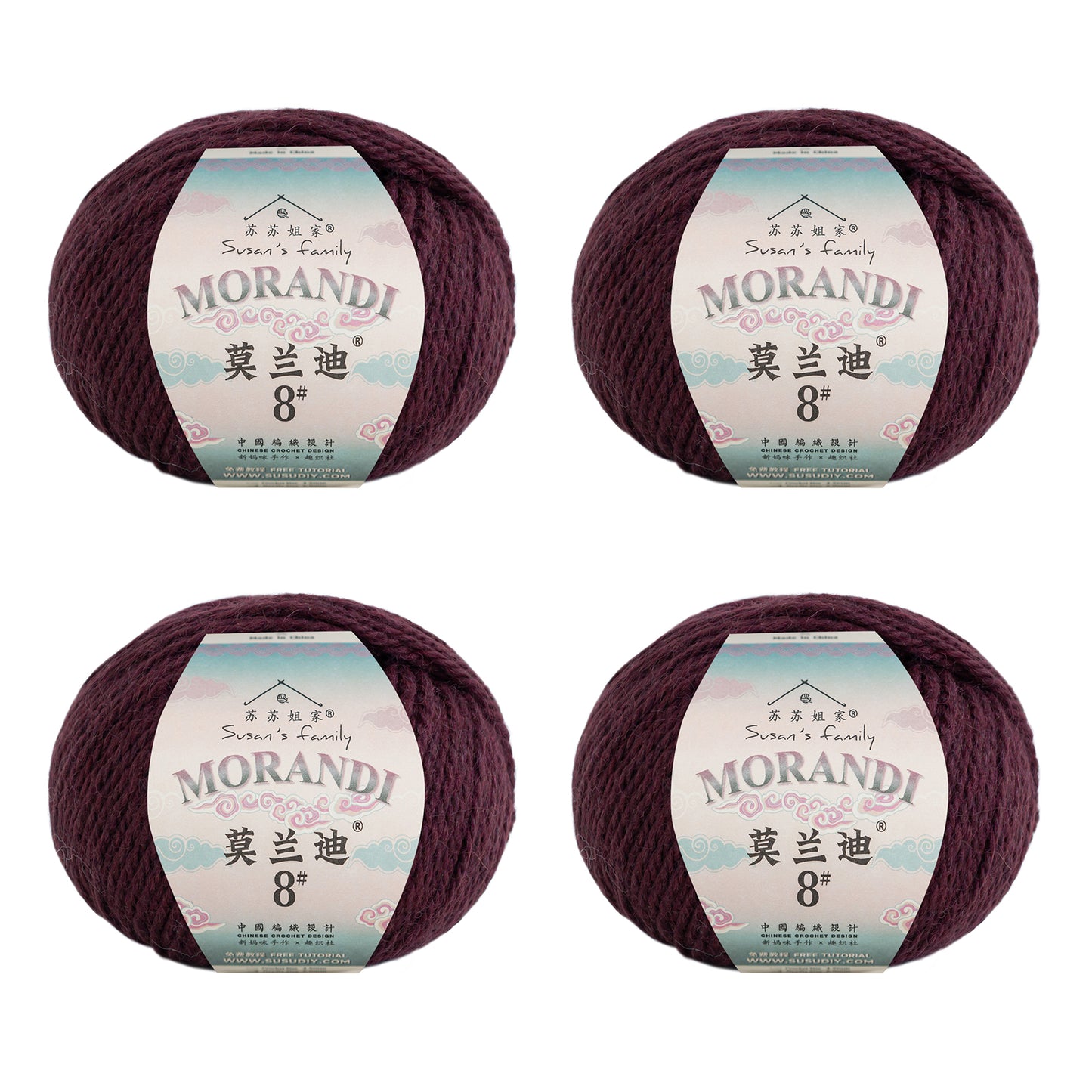 Morandi 8# Wool Yarn 4 Packs 【US Warehouse】